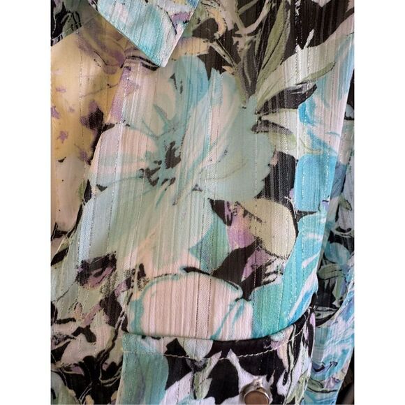 Rebecca Malone women’s XL blue floral flowy lightweight breezy - Picture 3 of 5